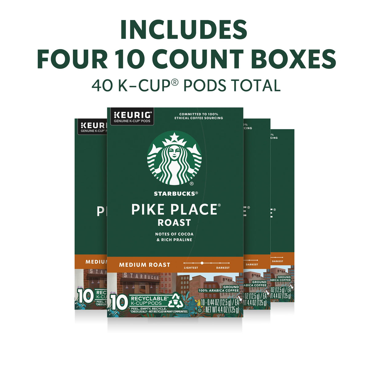 Starbucks Pike Place Roast K-Cup mug captures ready-to-brew aroma for a smooth start.