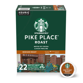 Starbucks Pike Place Roast K-Cup pod focused on aroma for a smooth morning brew.