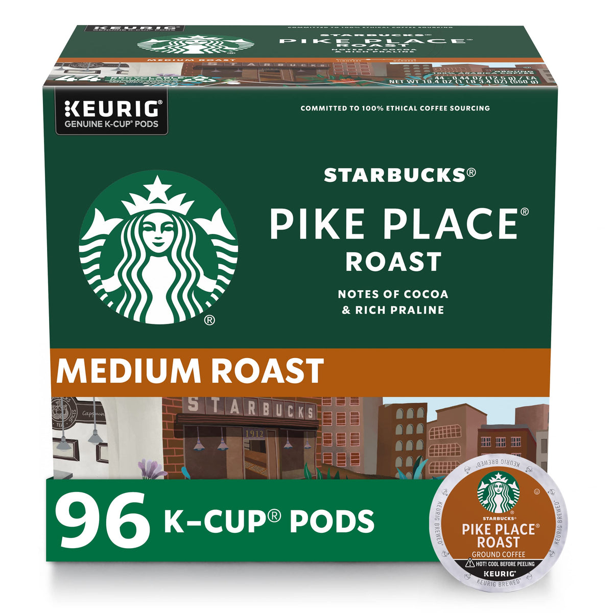 Starbucks Pike Place Roast K-Cup pods show balanced aroma for a smooth morning brew