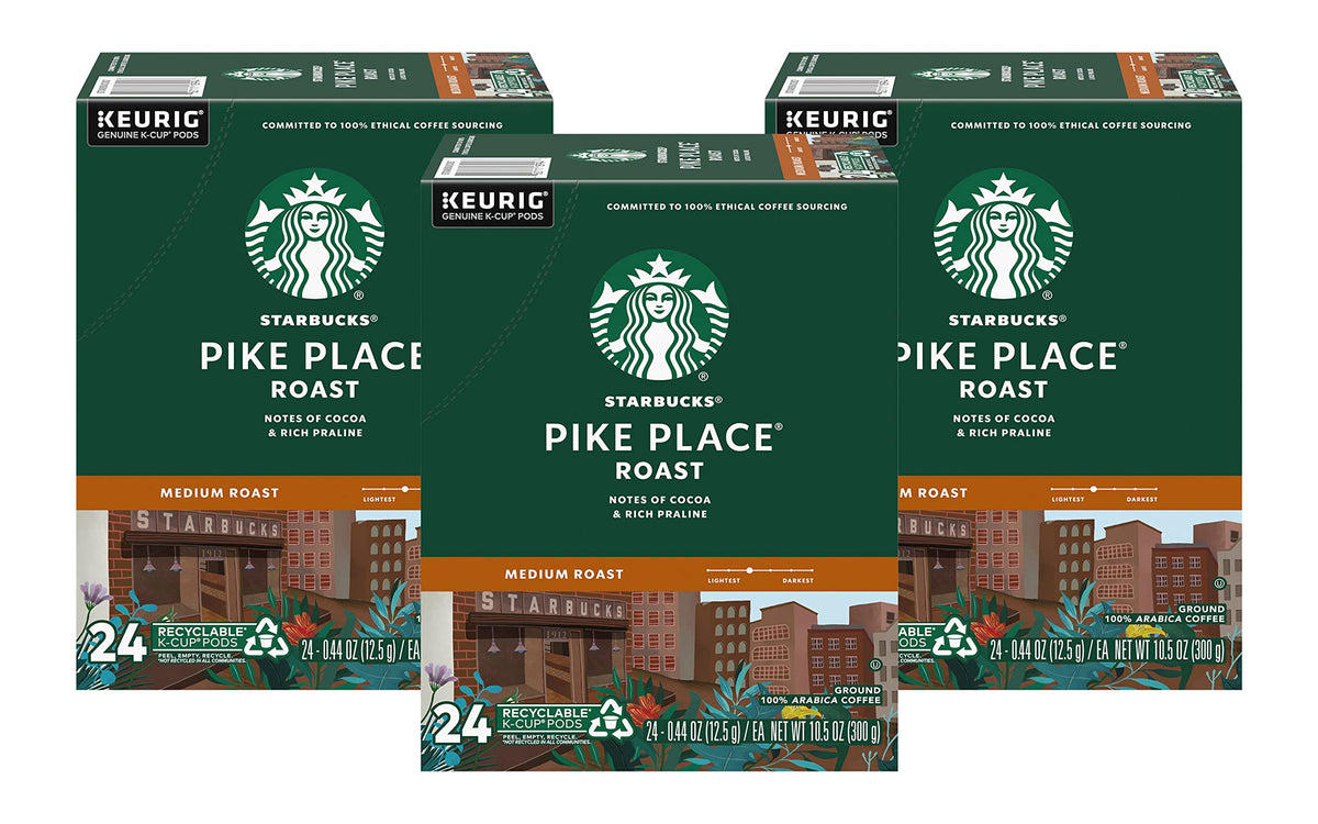 Starbucks Pike Place Roast K-Cups boxed trio for quick, mess-free mornings