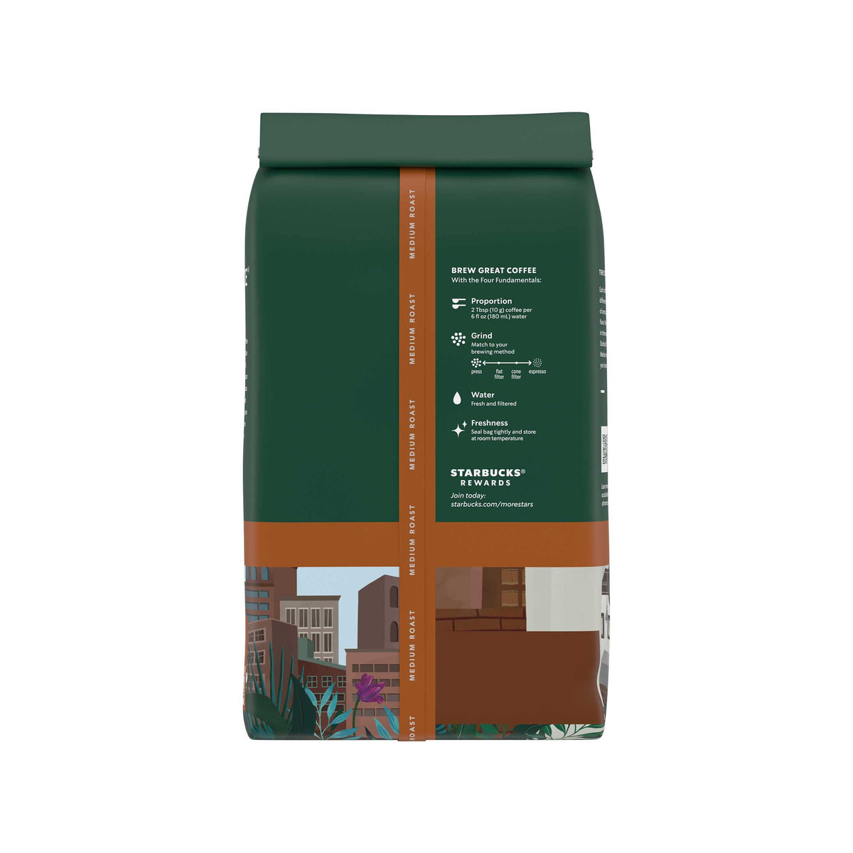 Close-up of Pike Place Roast packaging highlighting quality whole beans.
