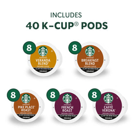 Starbucks Pike Place Roast pod offers a balanced cocoa-praline note.
