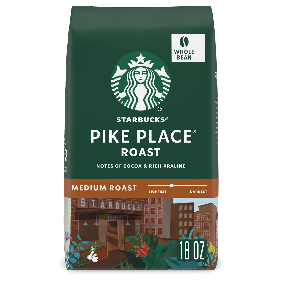 Starbucks Pike Place Roast whole bean 18oz ready for a smooth daily brew