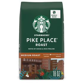 Starbucks Pike Place Roast whole bean 18oz ready for a smooth daily brew