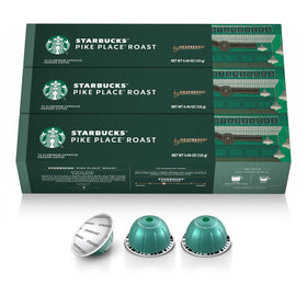Starbucks Pike Place Vertuo packaging showing the 30-pack for convenient home brewing