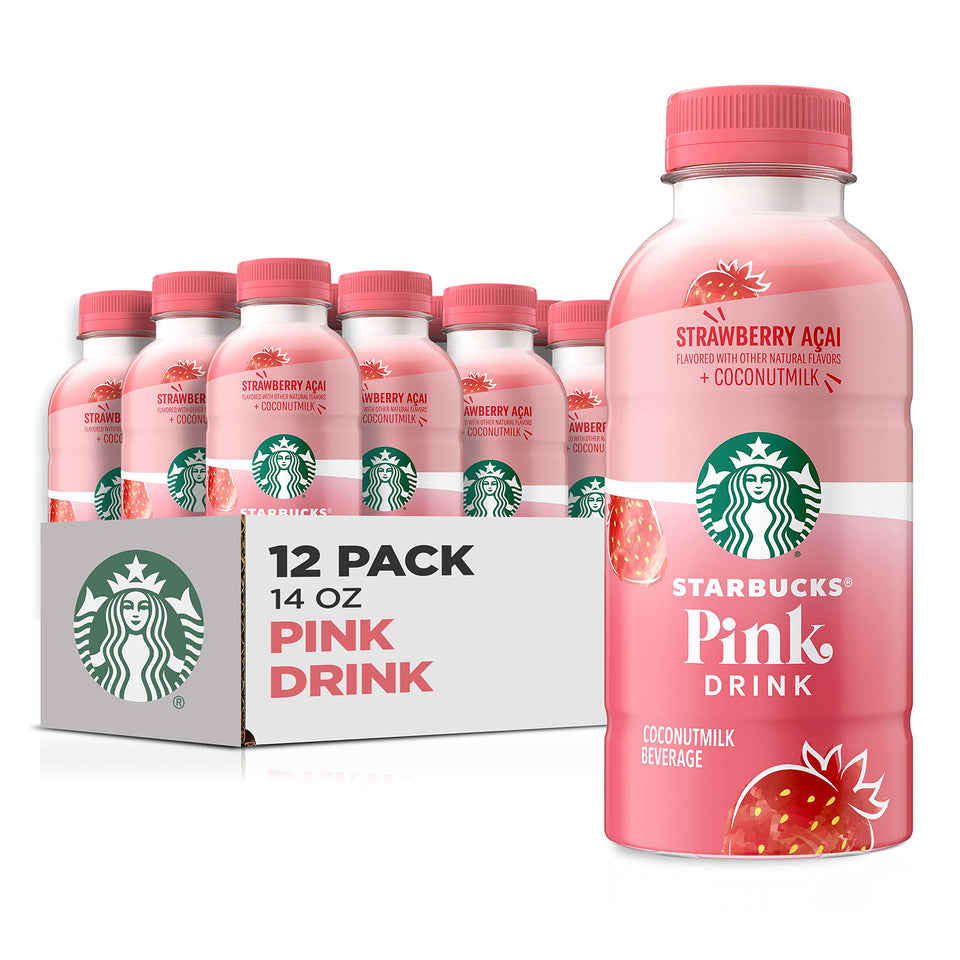Starbucks Pink Drink bottle front view showcasing the coconut milk blend