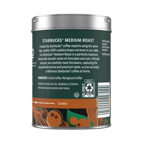 Starbucks Premium Instant Coffee tins packaging compact for travel and storage.