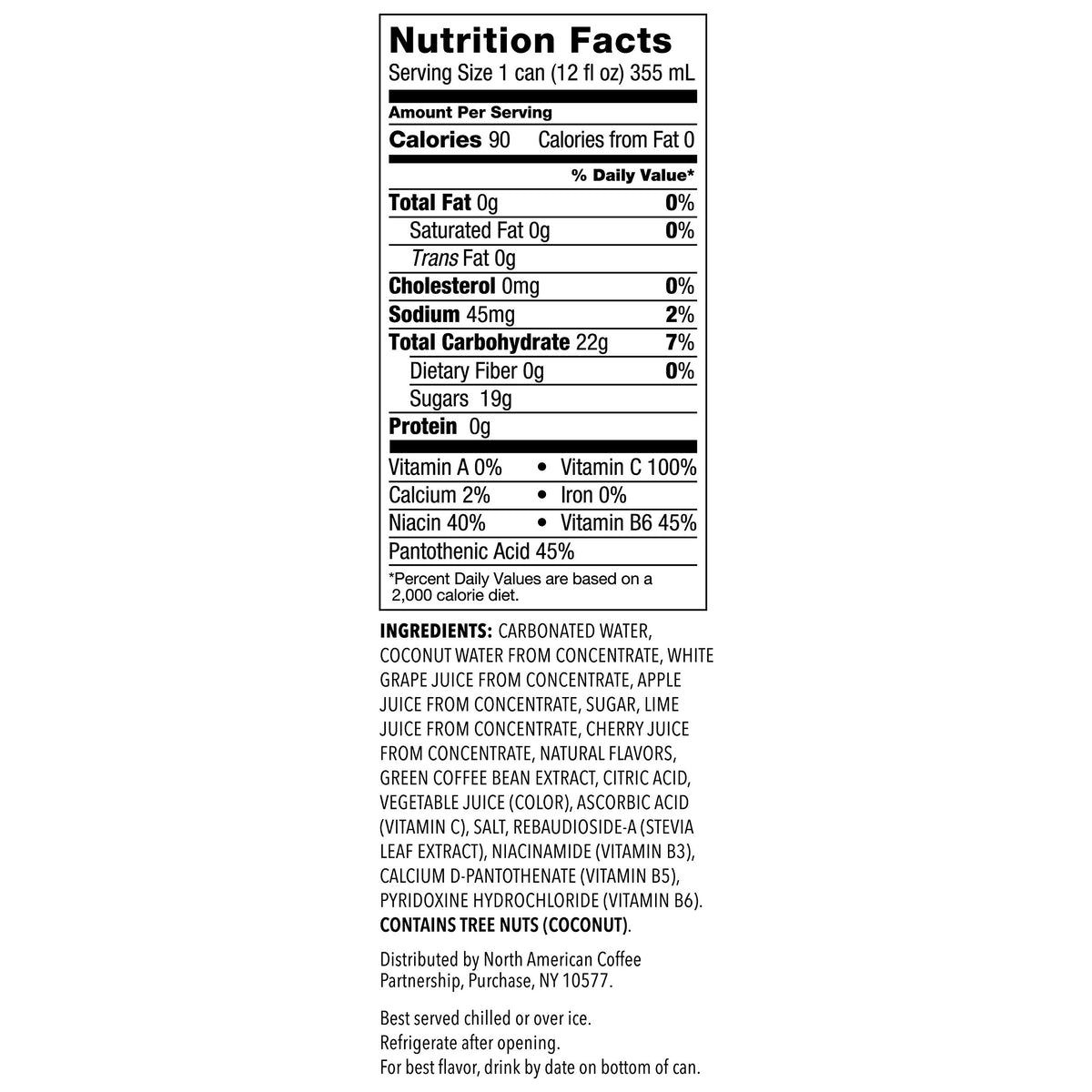 Ingredients highlight: real fruit juice and coconut water in Starbucks Refreshers.