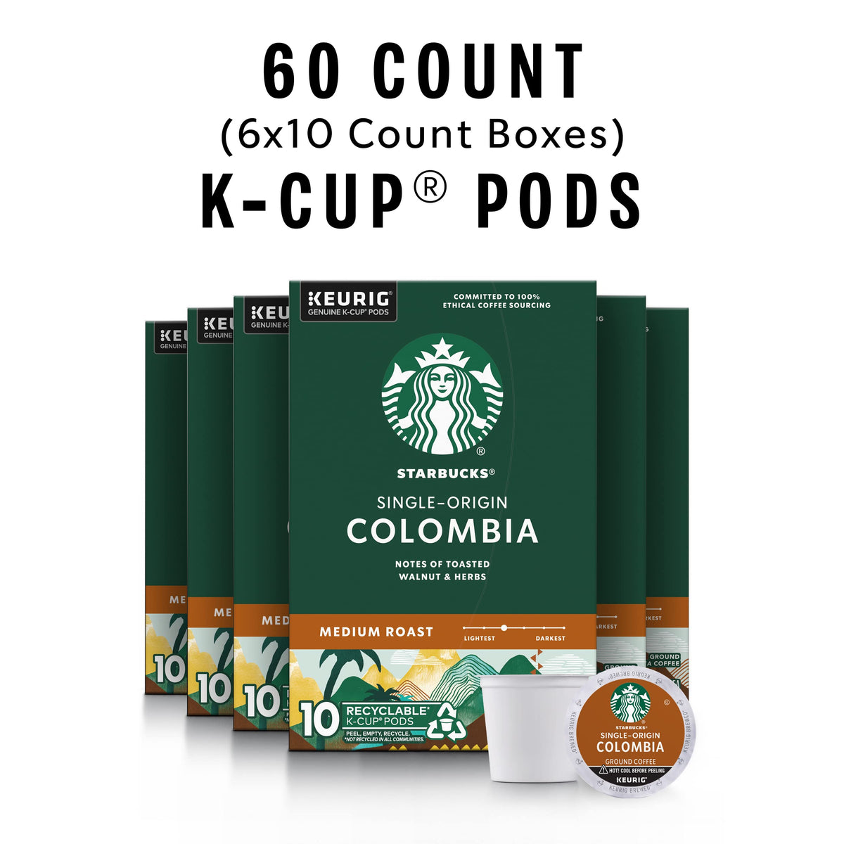Starbucks single-origin Colombia blend highlighting balanced herbal notes.