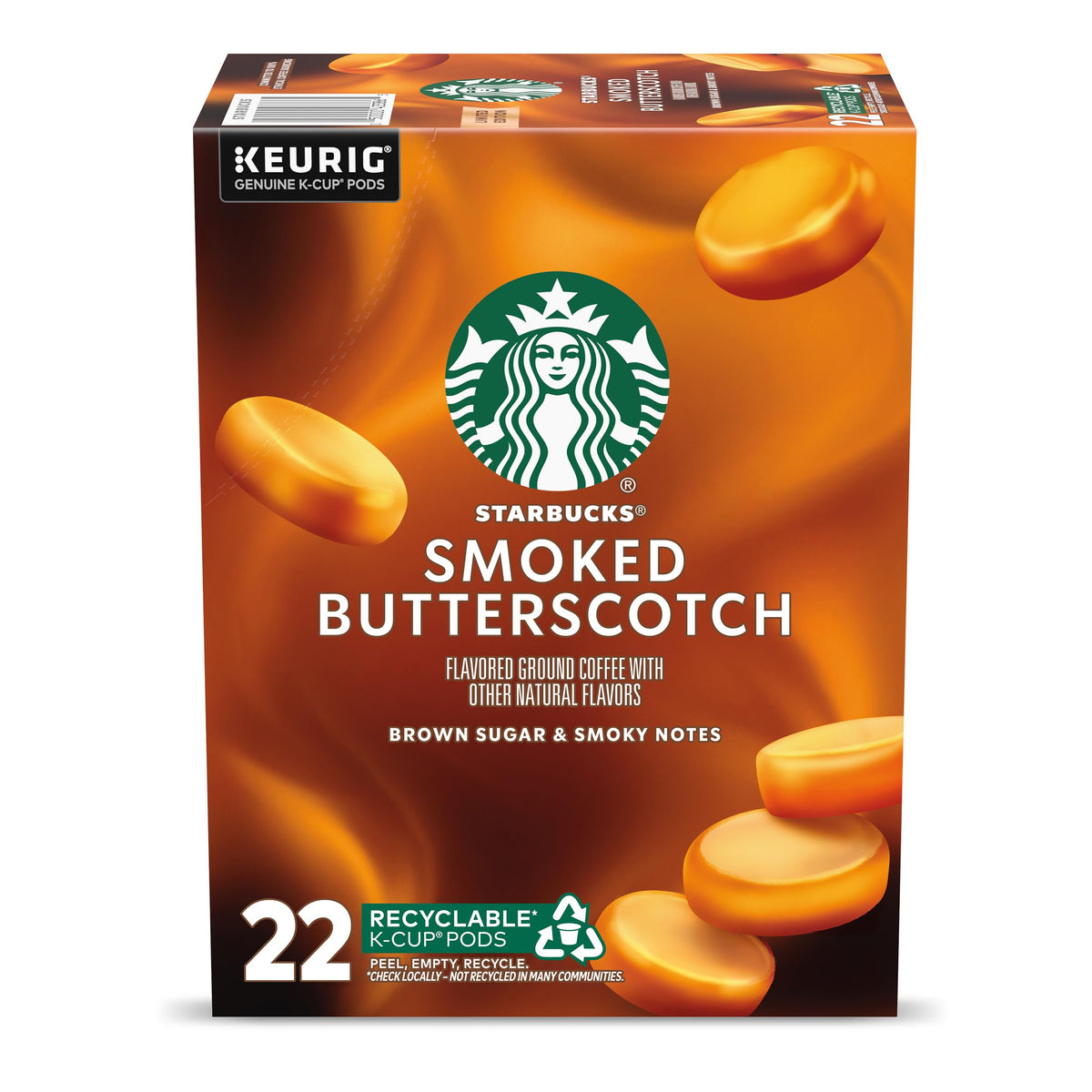 Starbucks Smoked Butterscotch K-Cup foil pack for flavorful fall mornings.
