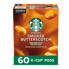 Starbucks Smoked Butterscotch K-Cup pods in a box for convenient single-serve mornings.