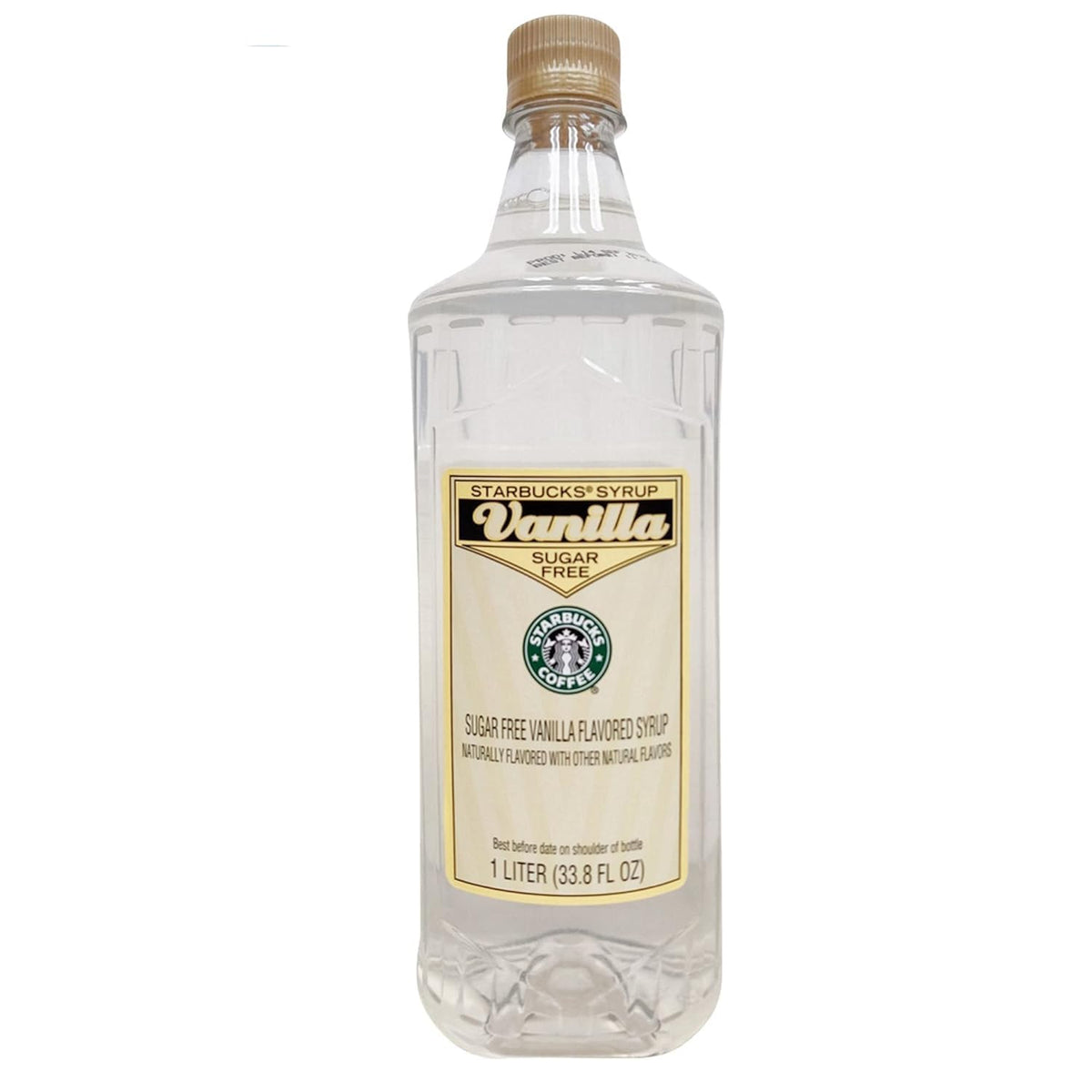 Starbucks Sugar-Free Vanilla Syrup bottle pour adds rich vanilla flavor to drinks without sugar.