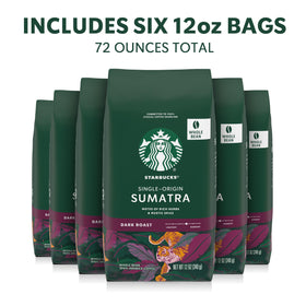 Starbucks Sumatra coffee beans close-up showing rich texture for a velvety brew