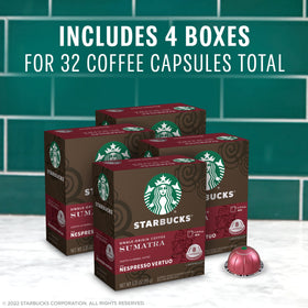 Starbucks Sumatra Vertuo cup pours 7.77 oz for a bold, full-bodied experience