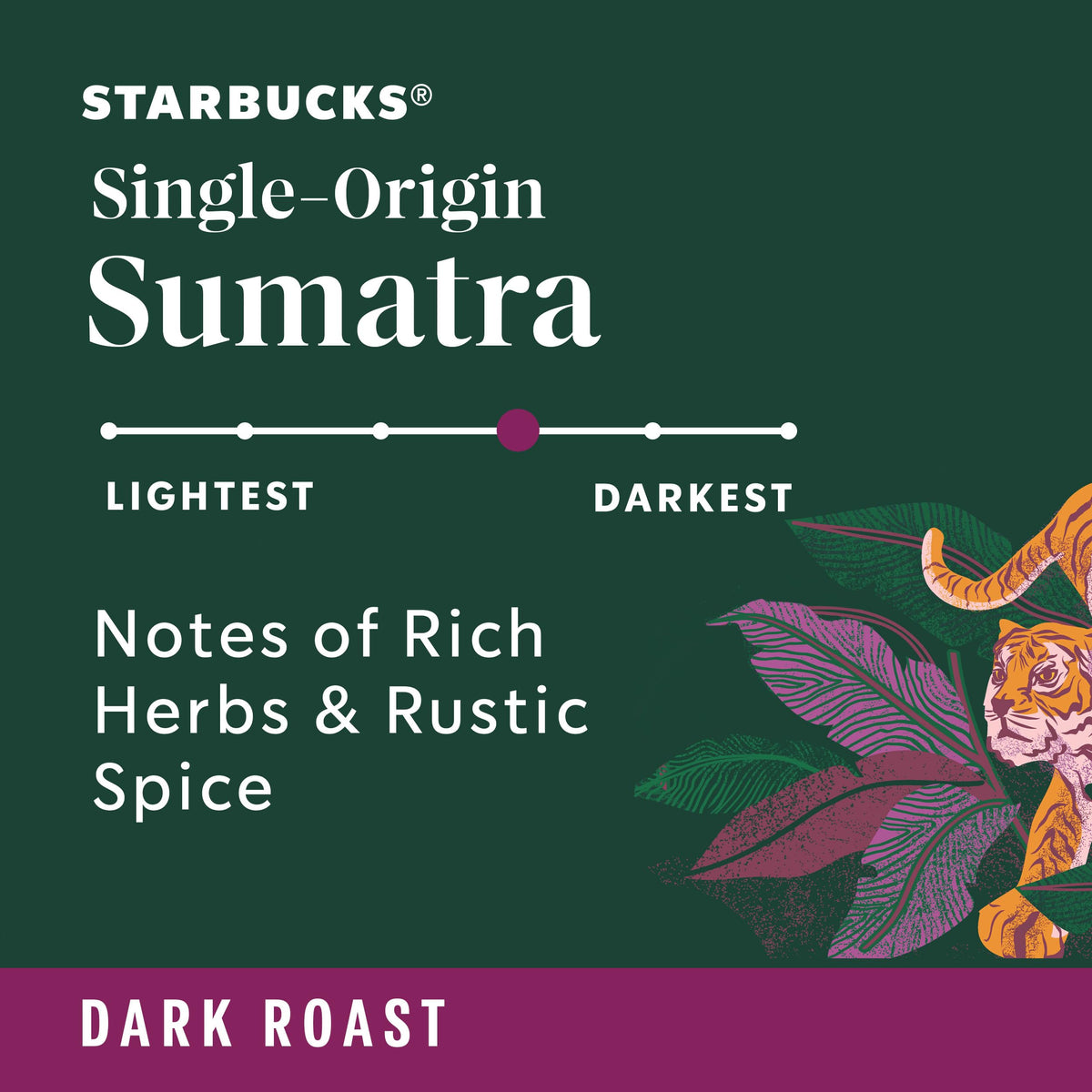 Starbucks Sumatra single-origin label emphasizes ethical sourcing and provenance.