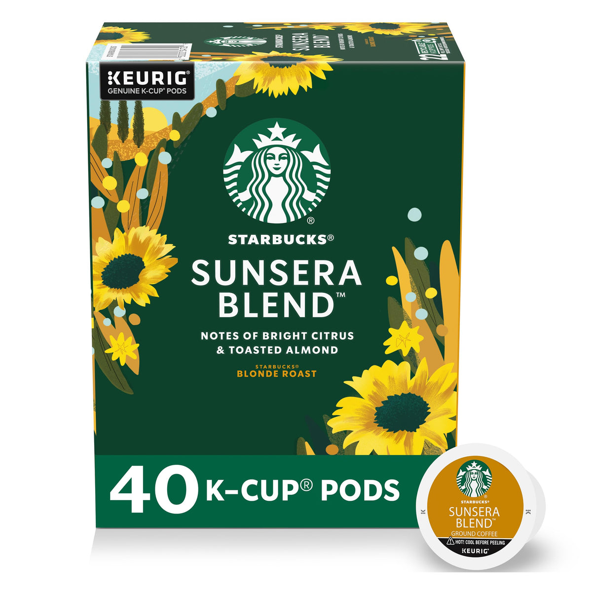 Starbucks Sunsera blend K-Cup box with 40 pods for Keurig.