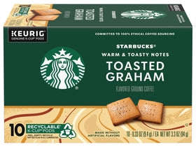 Starbucks Toasted Graham K-Cup pods, two-box packaging for easy sharing.