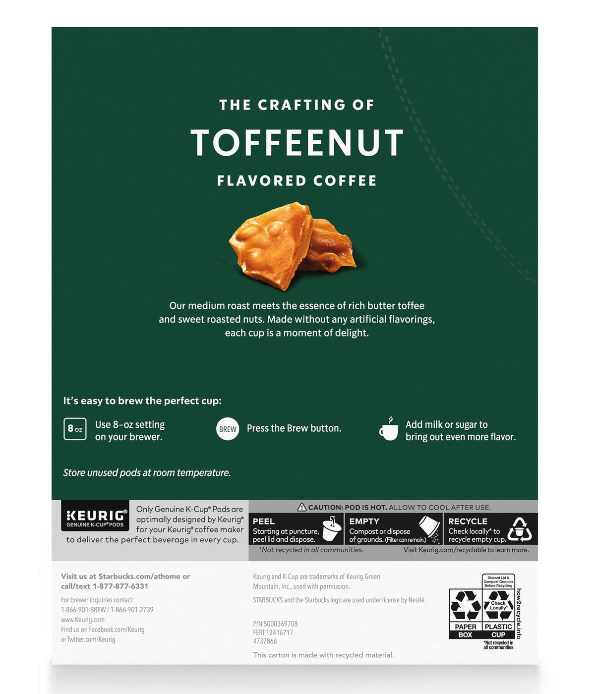 Starbucks Toffeenut cream-swirled cup invites cozy aroma and creamy finish.