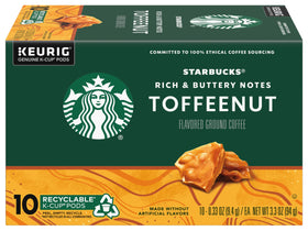 Starbucks Toffeenut K-Cup Pods aroma closeup suggesting a warm morning ritual.