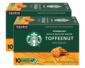 Starbucks Toffeenut K-Cup Pods two boxes on display for convenience in busy mornings.