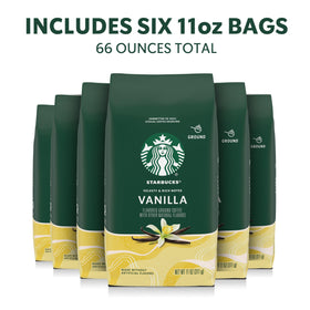 Starbucks Vanilla coffee being poured into a cup, for a velvety-smooth start.