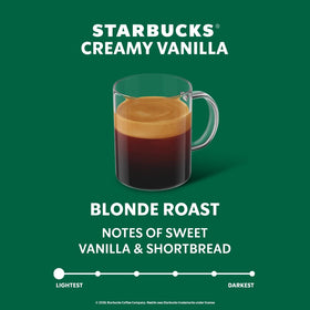 Starbucks vanilla coffee in cup close-up, highlighting creamy vanilla aroma.