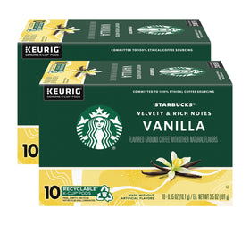 Starbucks Vanilla K-Cup pods pour a silky vanilla cup, perfect for a comforting start.