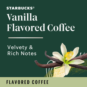 Starbucks Vanilla K-Cup pods vanilla-beans close-up emphasizes rich aroma and flavor.