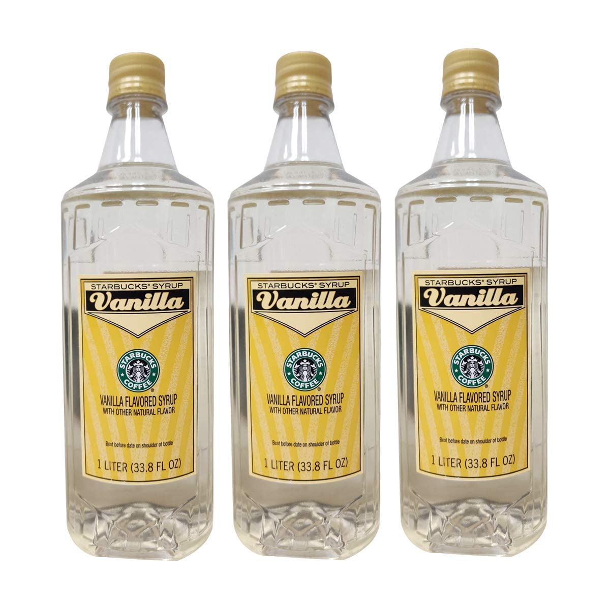 Starbucks Vanilla flavoring syrup bottle enhances lattes and teas with authentic vanilla aroma
