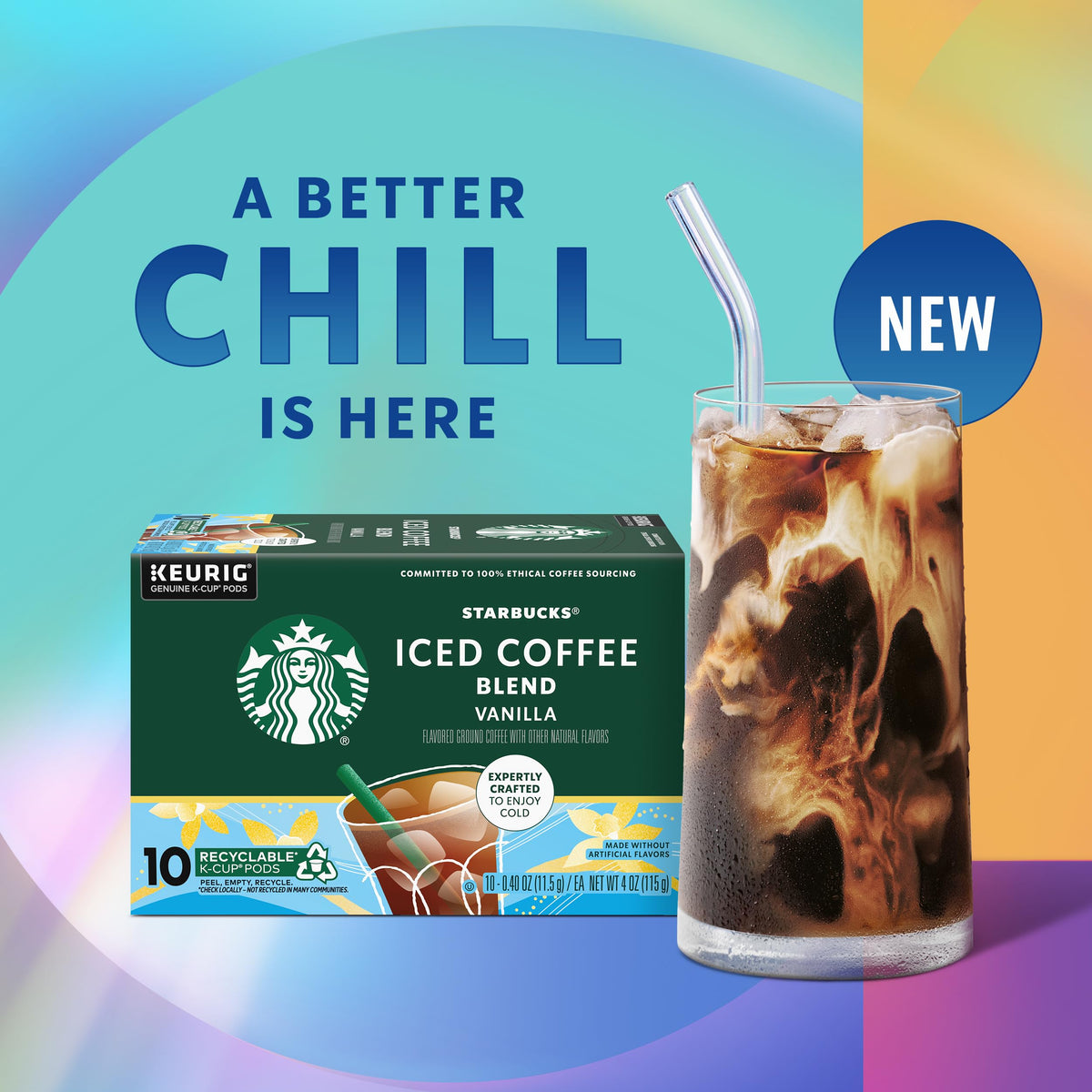 Starbucks Vanilla Iced Coffee Pod mug scene ready for cold coffee.