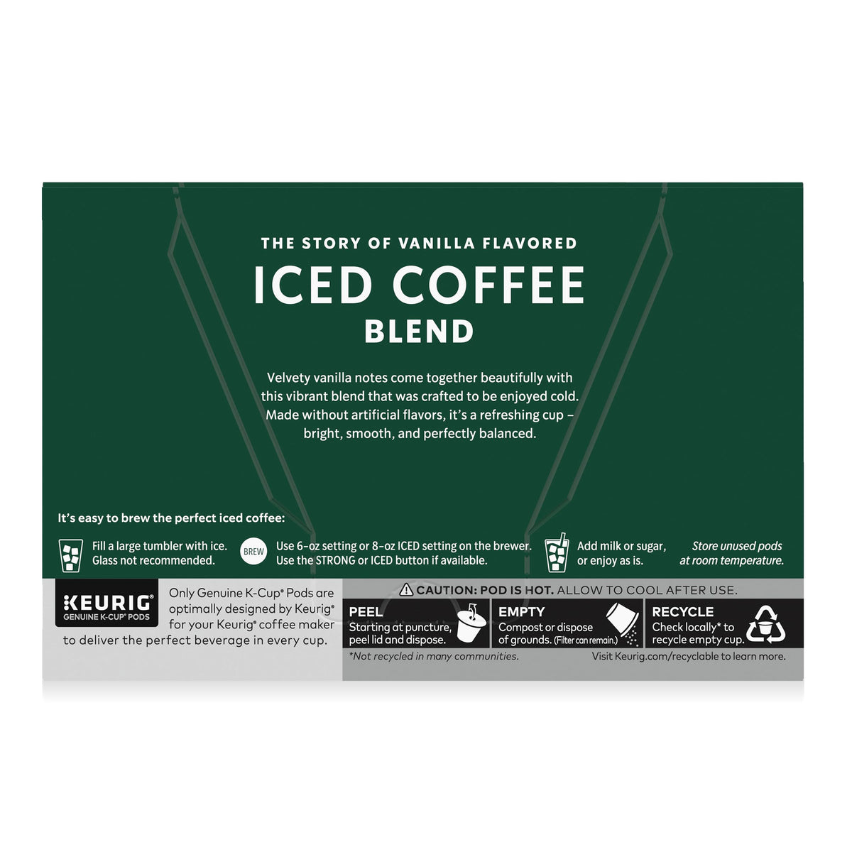 Starbucks Vanilla Iced Coffee Pod vanilla detail emphasizes natural flavor notes.