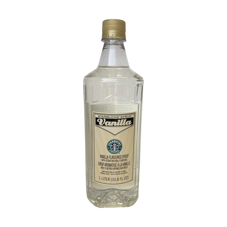 Starbucks Vanilla Syrup bottle for coffee flavoring and home café beverages