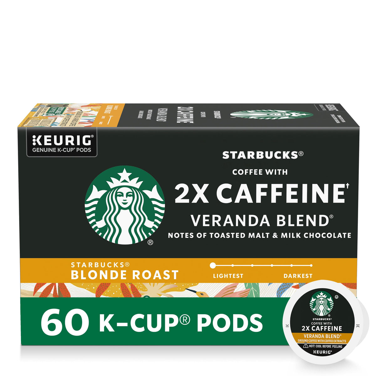 Starbucks Veranda Blend 2X Caffeine pods for quick, energized mornings.