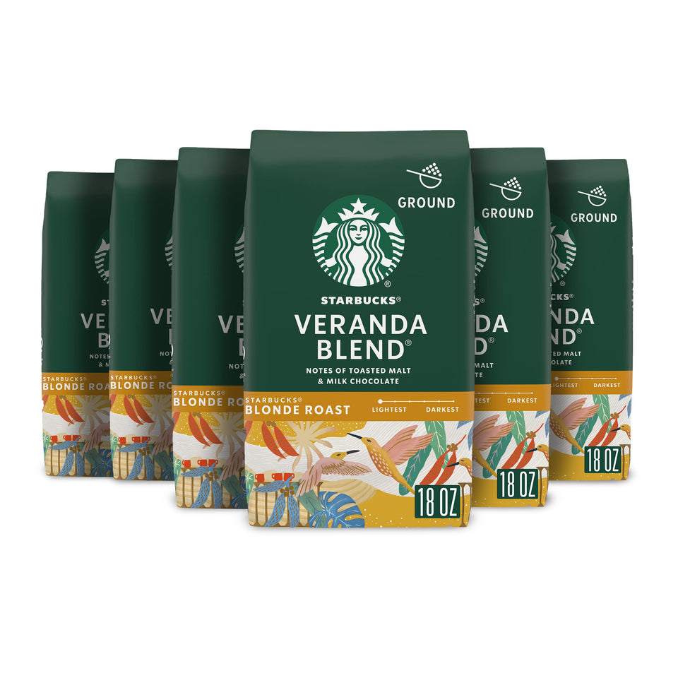 Starbucks Veranda Blend ground coffee bags for six-pack home use