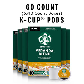 Pouring Starbucks Veranda Blend hot coffee into a mug