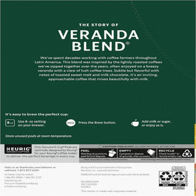 Starbucks Veranda Blend K-Cup pod close-up highlighting the light roast aroma