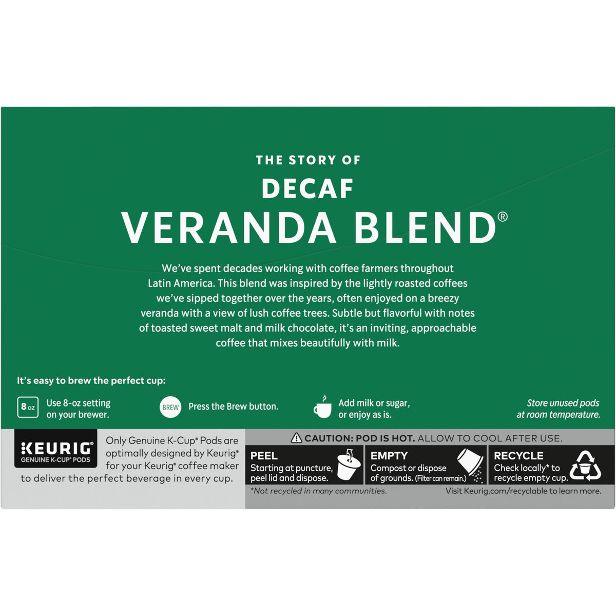 Starbucks Veranda Blonde packaging label near a cup.