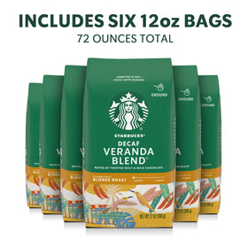 Starbucks Veranda Decaf bags on counter, ready for everyday use