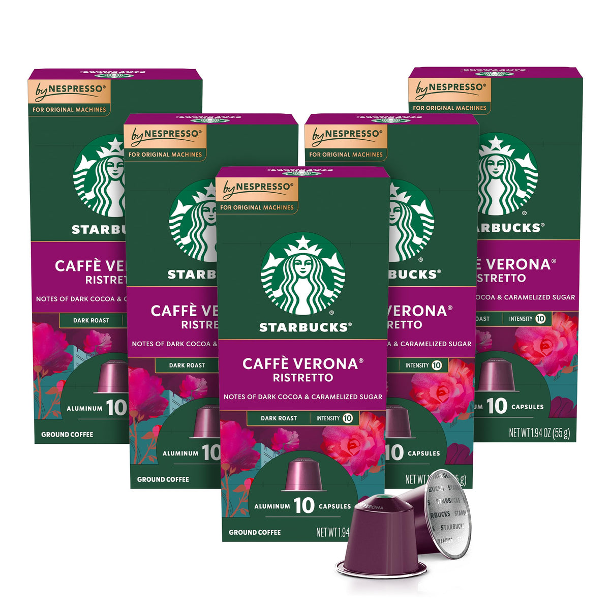 Starbucks Caffè Verona capsules box, 50-count pack for convenient home espresso.