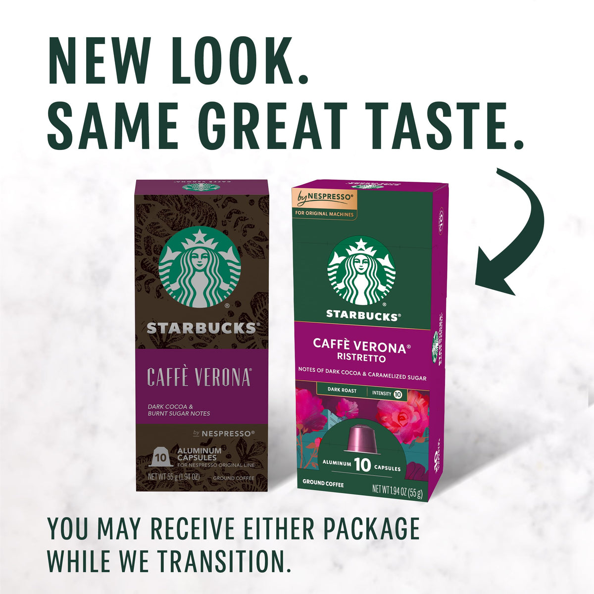 Starbucks Caffè Verona aluminum packaging, emphasizing recyclability and freshness.