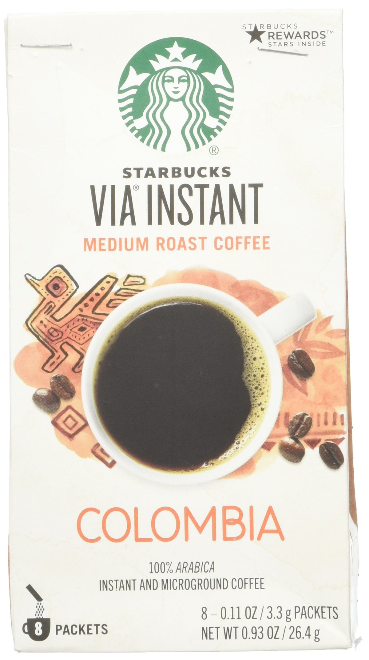 Starbuzz VIA Colombia coffee pods, front view, quick morning ritual with instant coffee