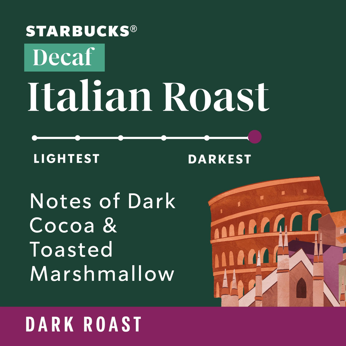Starbucks VIA Decaf Italian Roast Arabica beans evoke cafe-quality flavor anywhere.