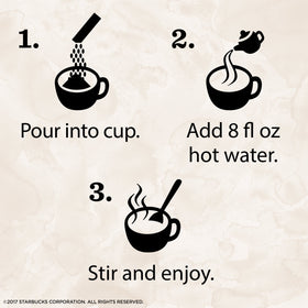 Starbucks VIA Decaf Italian Roast cup captures roasty aroma and deep sweetness.