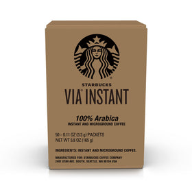Steaming mug with Starbucks VIA French Roast, ideal for on-the-go mornings.