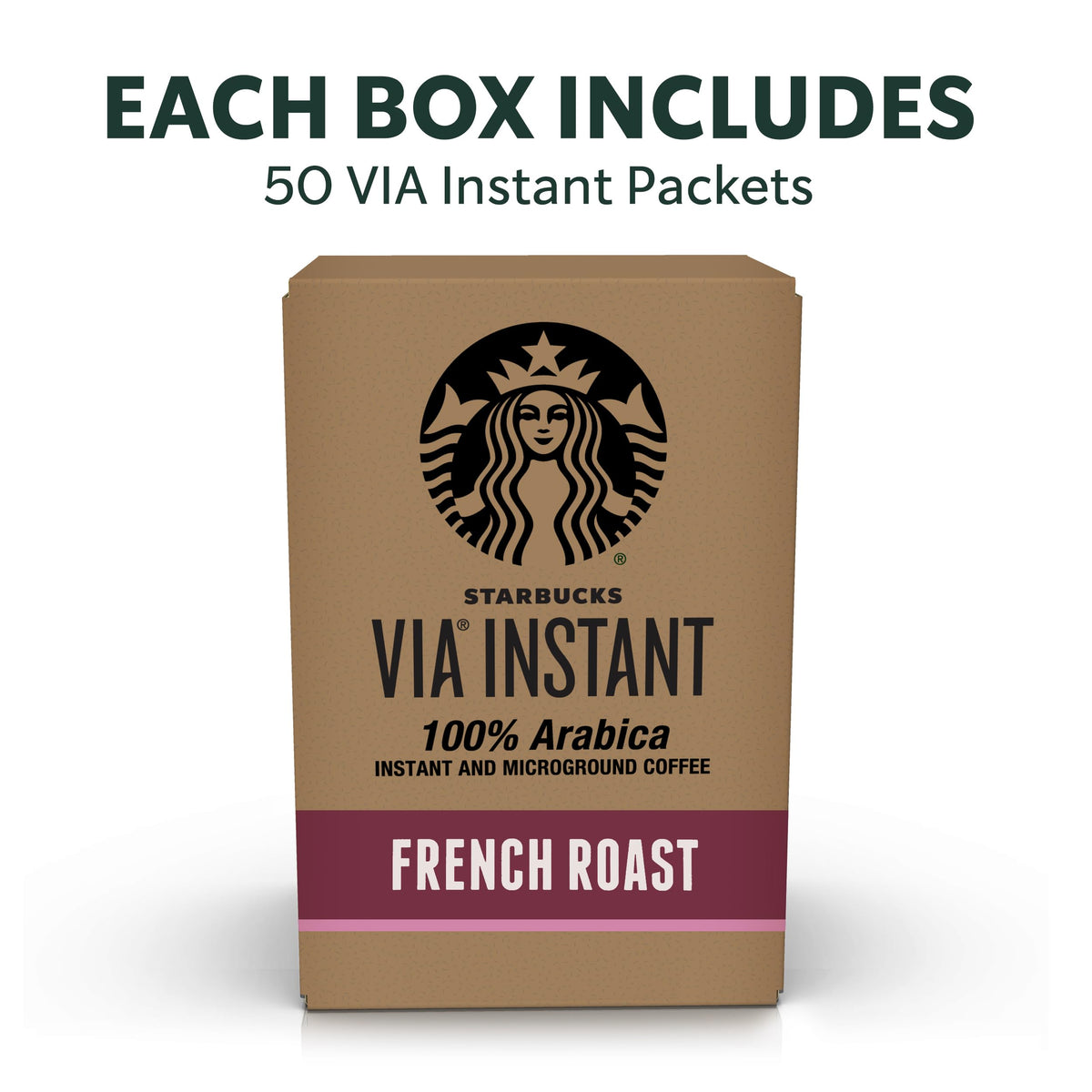 Starbucks VIA Instant French Roast packets spread on a table, ready for fast coffee moments.