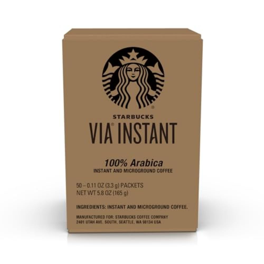 Starbucks VIA Italian Roast cup beside sugar, demonstrating customizable flavor with milk or creamer