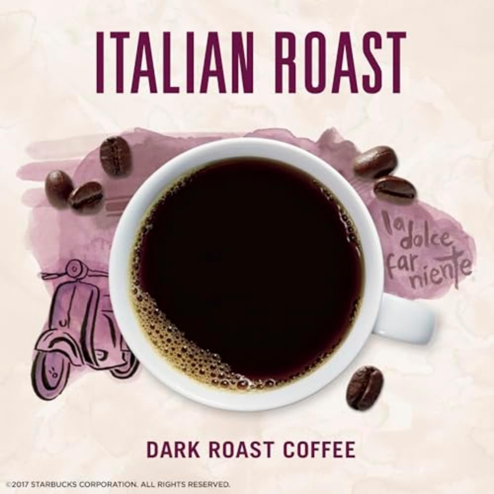 Starbucks VIA Italian Roast pack front, iconic branding evokes cafe-style flavor in an instant