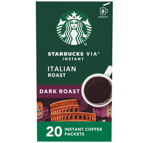 Starbucks VIA Italian Roast packets ready for a quick premium cup on the go.