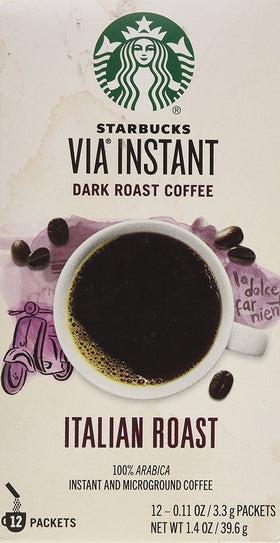 Starbucks VIA Italian Roast ready brew packets for quick, flavorful coffee