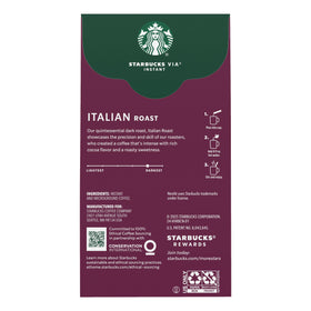 Travel-ready VIA Italian Roast packets arranged for easy packing.